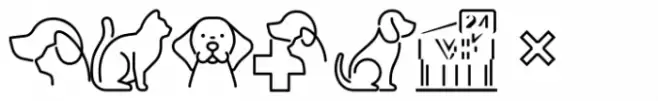 Square Line Icons Animals Vet